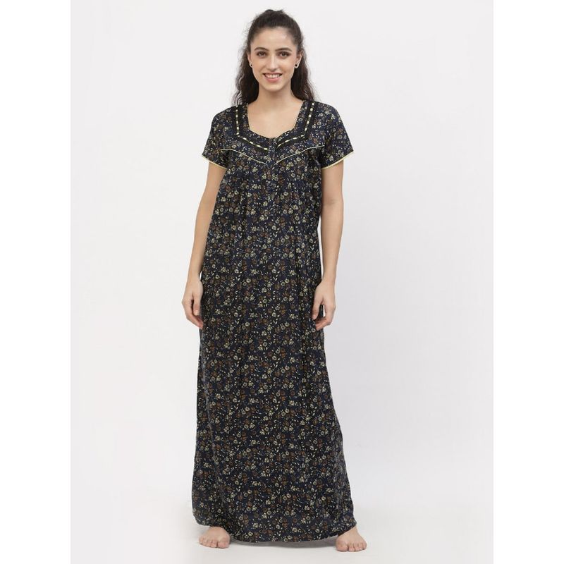 BLUE HALF SLEEVES PRINTED NIGHT WEAR
